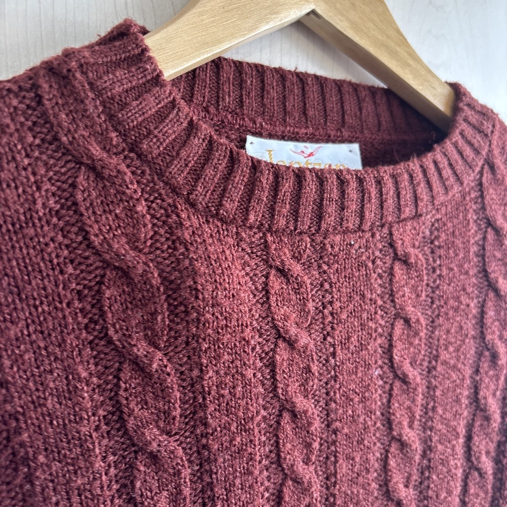 Vintage Jantzen Cable Knit Maroon Red Sweater Mens size Medium made in USA - Picture 3 of 7